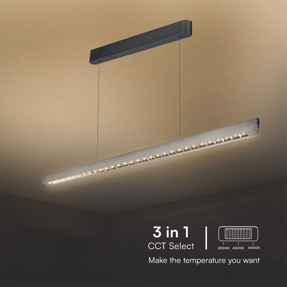 36W Zwieszana Lampa Liniowa LED Raster / Chip SAMSUNG / Barwa:3w1 / Obudowa: Szara