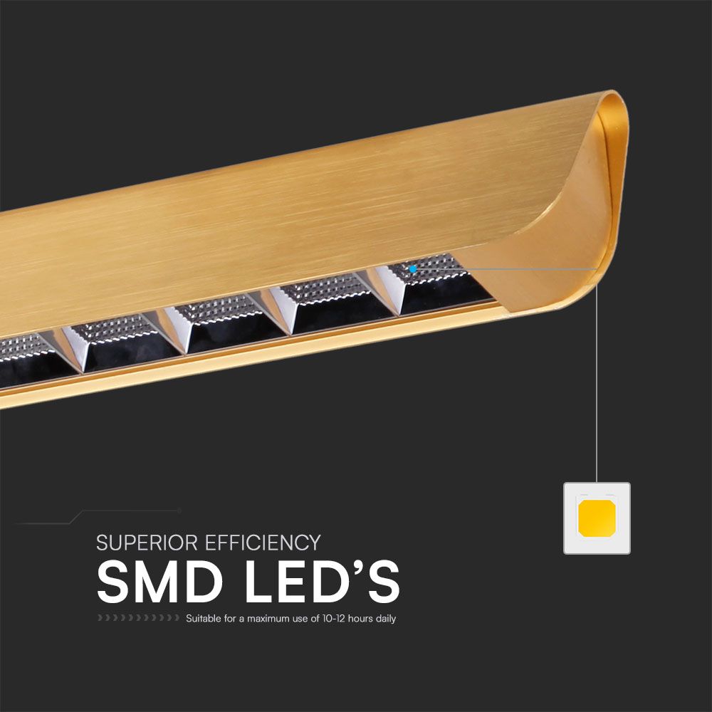 36W Zwieszana Lampa Liniowa LED Raster / Chip SAMSUNG / Barwa:3w1 / Obudowa: Złota