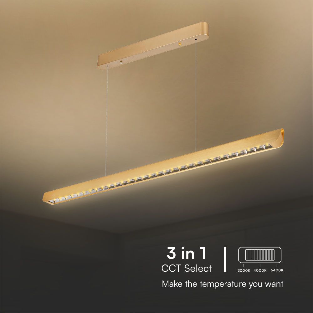 36W Zwieszana Lampa Liniowa LED Raster / Chip SAMSUNG / Barwa:3w1 / Obudowa: Złota