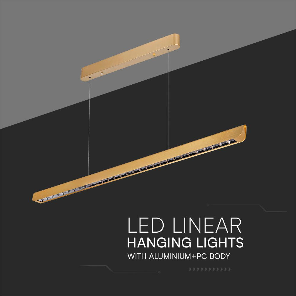 36W Zwieszana Lampa Liniowa LED Raster / Chip SAMSUNG / Barwa:3w1 / Obudowa: Złota