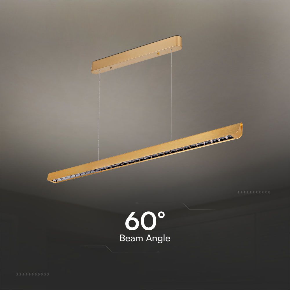 36W Zwieszana Lampa Liniowa LED Raster / Chip SAMSUNG / Barwa:3w1 / Obudowa: Złota