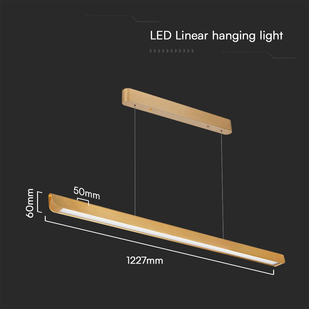 36W Zwieszana Lampa Liniowa LED / Chip SAMSUNG / Barwa:3w1 / Obudowa: Złota