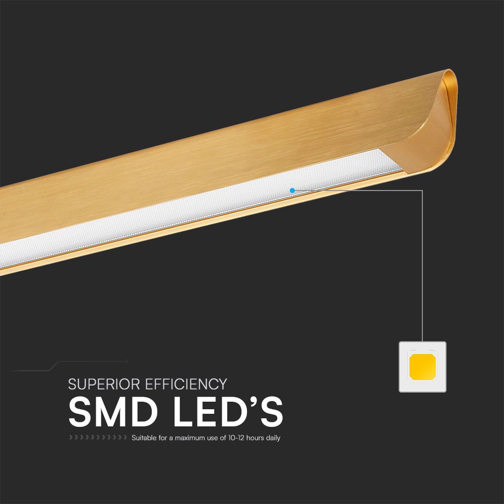 36W Zwieszana Lampa Liniowa LED / Chip SAMSUNG / Barwa:3w1 / Obudowa: Złota