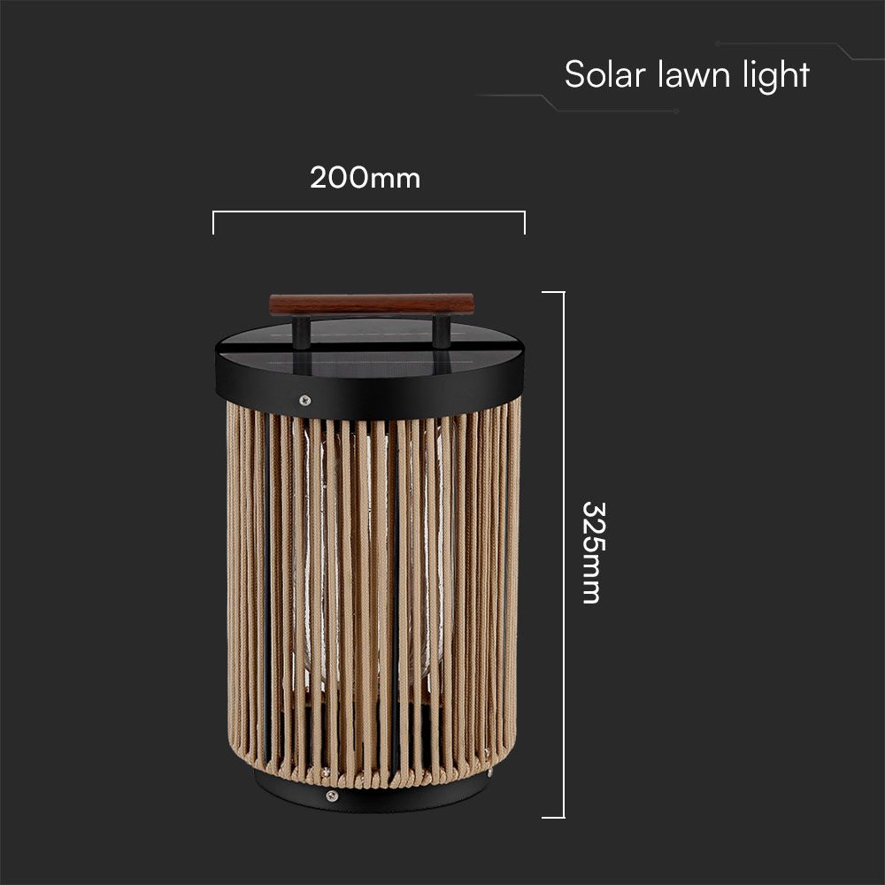 2.4W Solarna lampka stołowa LED / Barwa: 3000K / Obudowa: Czarna