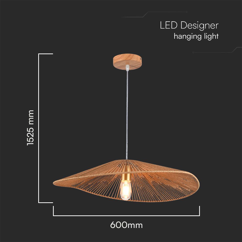 Dekoracyjna lampa sufitowa drewniana - D600*H120 - E27