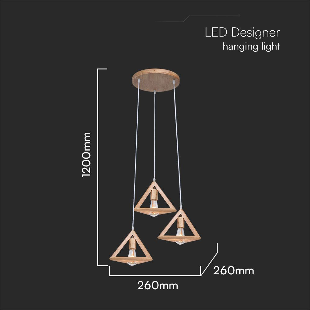 Dekoracyjna lampa sufitowa drewniana - 3*E27