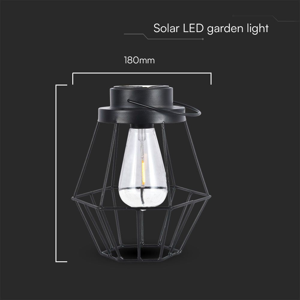 Solarna lampka stołowa LED / Obudowa: Czarna / D180*H210