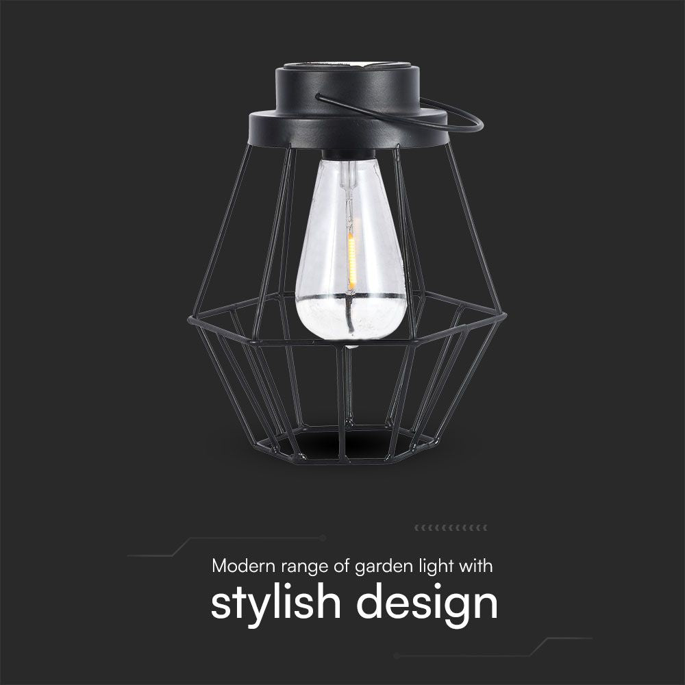 Solarna lampka stołowa LED / Obudowa: Czarna / D180*H210