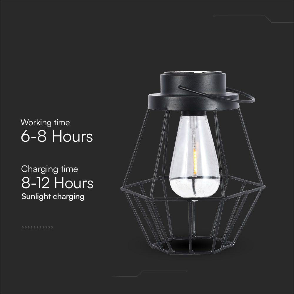 Solarna lampka stołowa LED / Obudowa: Czarna / D180*H210