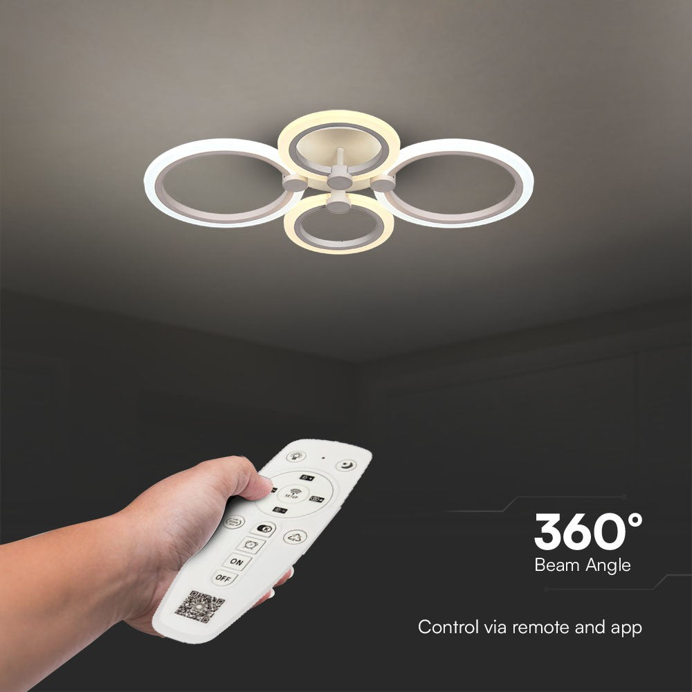VT-7717 45W LED SMART DECORATIVE CEILING LAMP 3IN1 REMOTE CONTROL DIMMABLE WHITE
