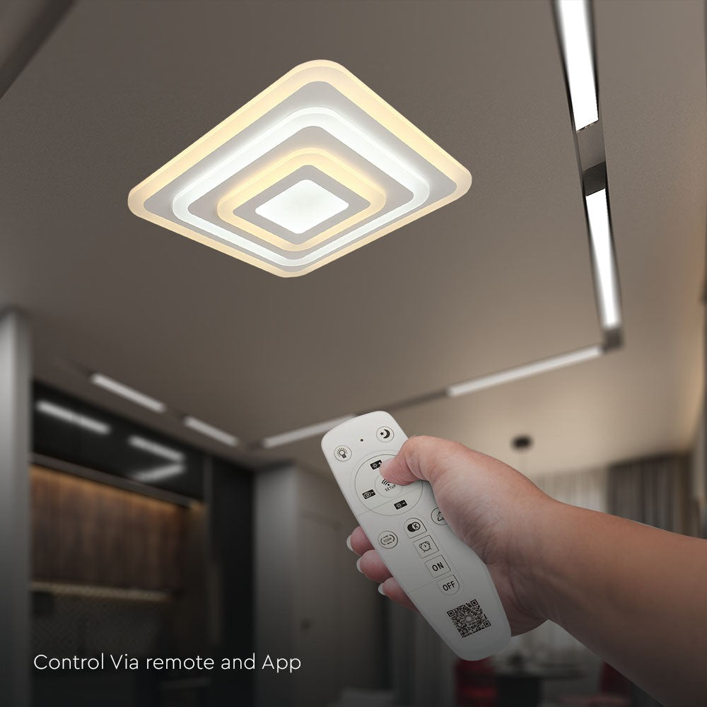 VT-7719 77W LED SMART DECORATIVE CEILING LAMP 3IN1 REMOTE CONTROL DIMMABLE WHITE