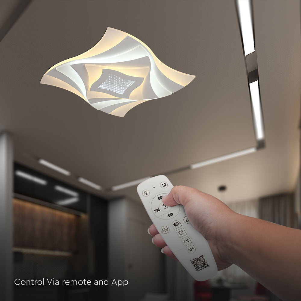 VT-7734 75W LED SMART DECORATIVE CEILING LAMP 3IN1 REMOTE CONTROL DIMMABLE WHITE