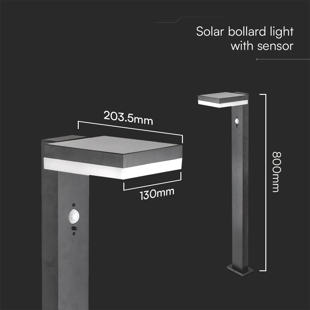 5.5W Lampa ogrodowa LED z czujnikiem ruchu / Barwa: 3000K / Obudowa: Czarna