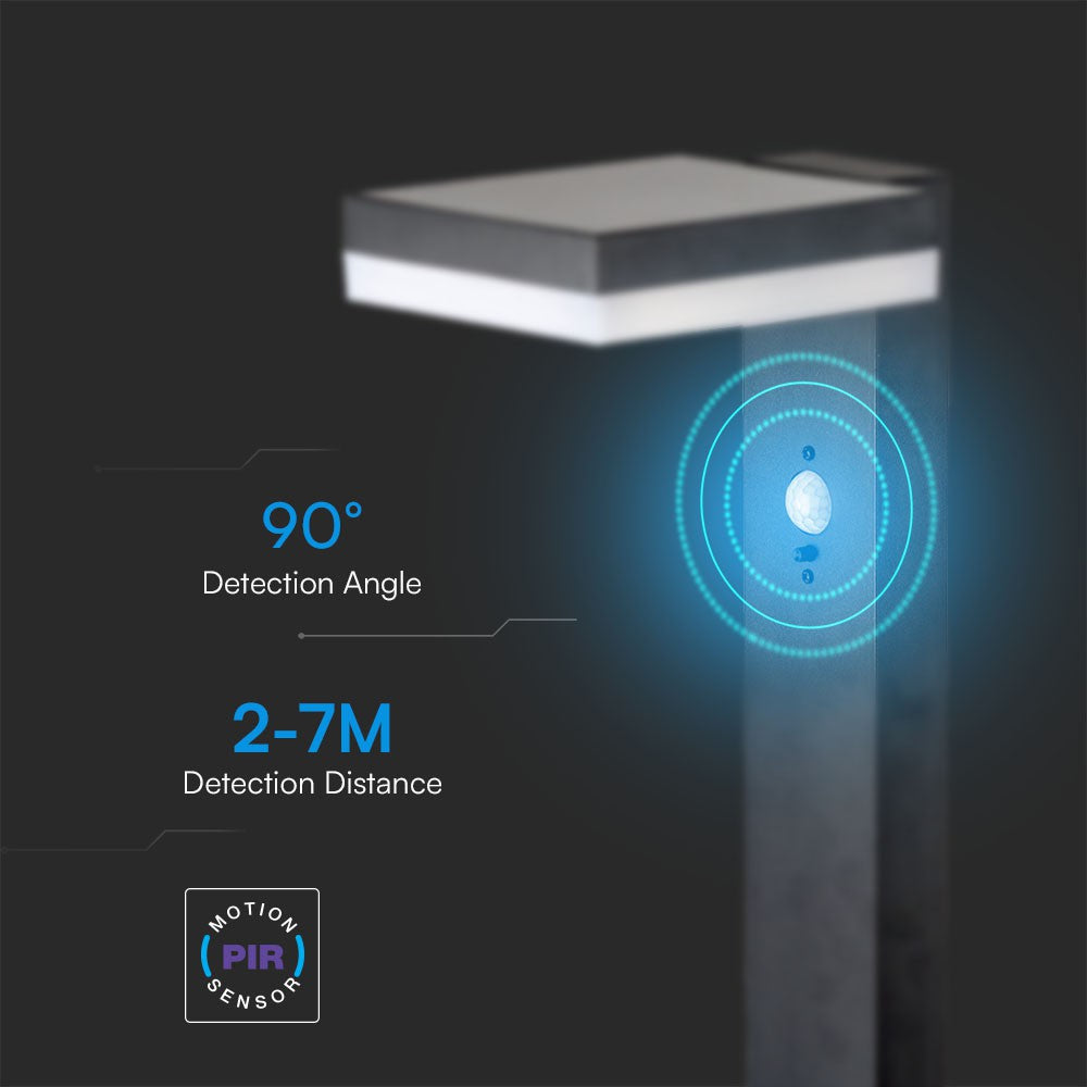 5.5W Lampa ogrodowa LED z czujnikiem ruchu / Barwa: 3000K / Obudowa: Czarna