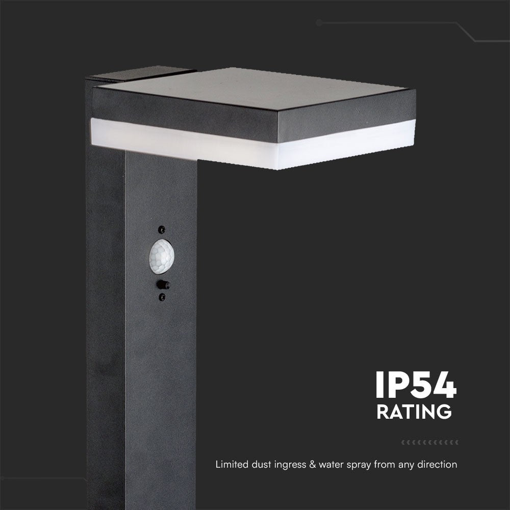 5.5W Lampa ogrodowa LED z czujnikiem ruchu / Barwa: 3000K / Obudowa: Czarna