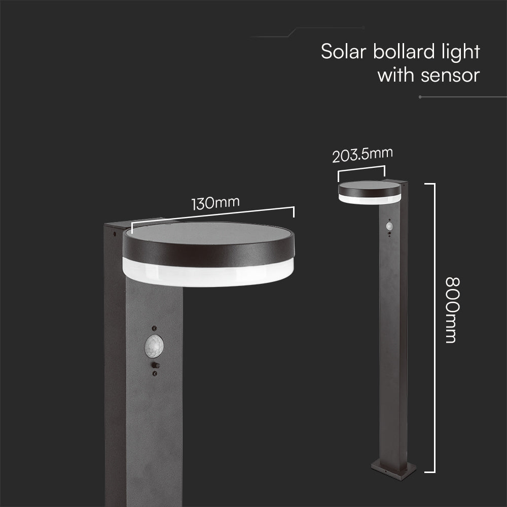 5.5W Lampa ogrodowa LED z czujnikiem ruchu / Barwa: 3000K / Obudowa: Czarna