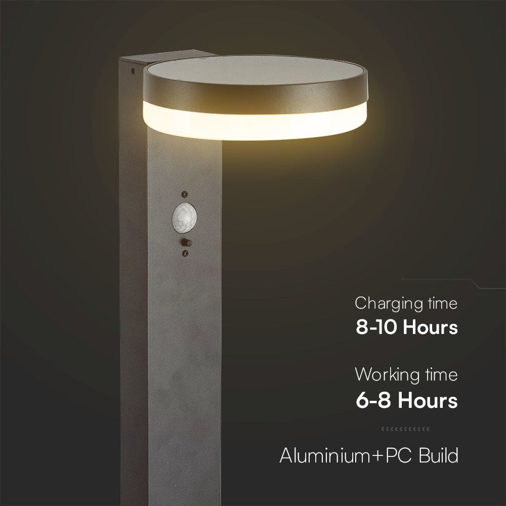 5.5W Lampa ogrodowa LED z czujnikiem ruchu / Barwa: 3000K / Obudowa: Czarna