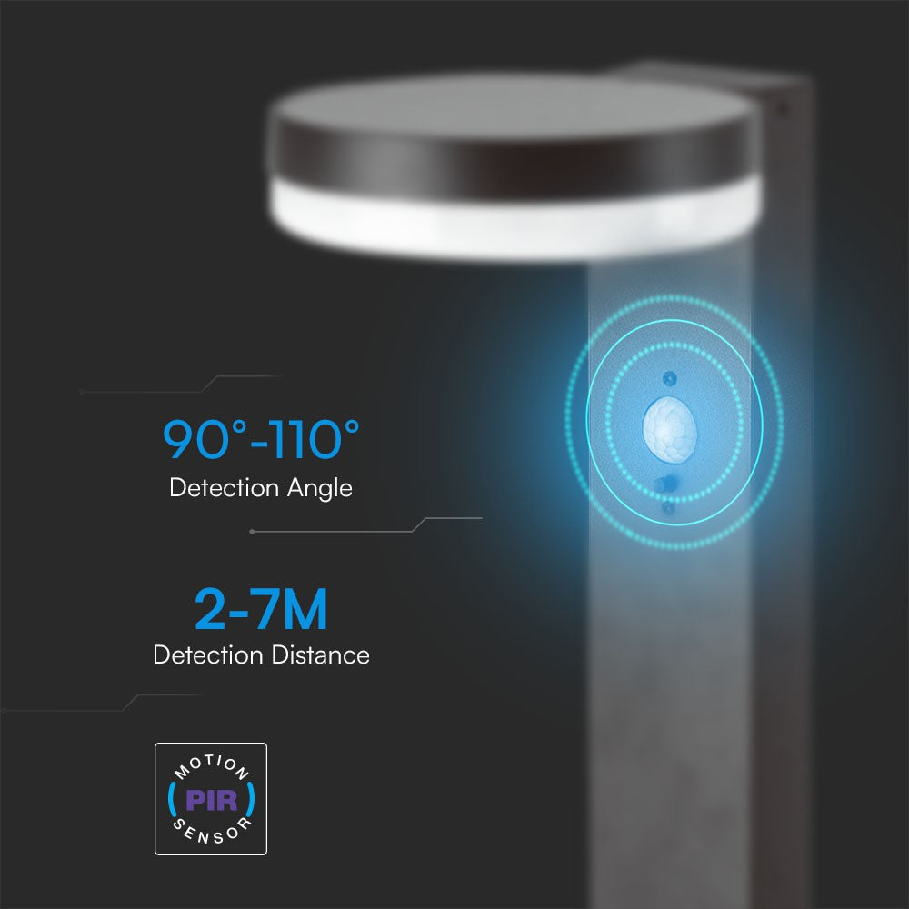 5.5W Lampa ogrodowa LED z czujnikiem ruchu / Barwa: 3000K / Obudowa: Czarna