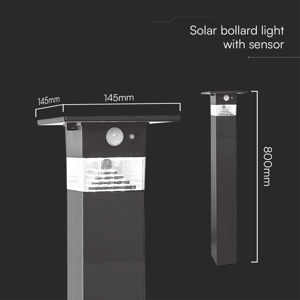 3W Solarna lampa ogrodowa LED / Obudowa: Czarna / Barwa:3000K