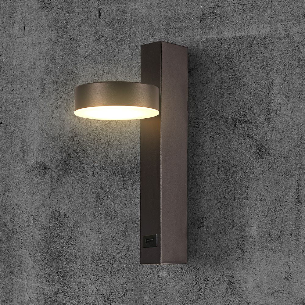 8W Kinkiet hotelowy LED z USB / Barwa:3000K / Czarny
