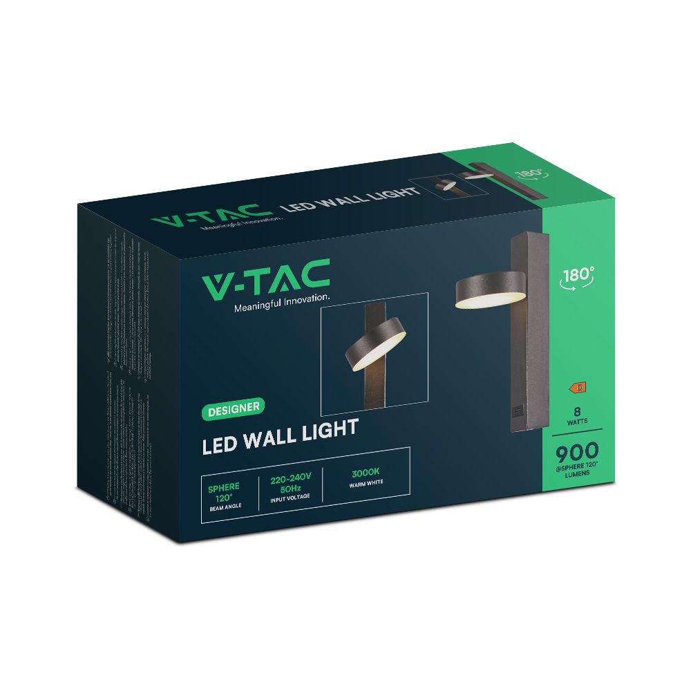 8W Kinkiet hotelowy LED z USB / Barwa:3000K / Czarny
