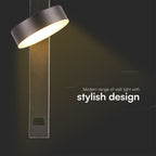 8W Kinkiet hotelowy LED z USB / Barwa:3000K / Czarny