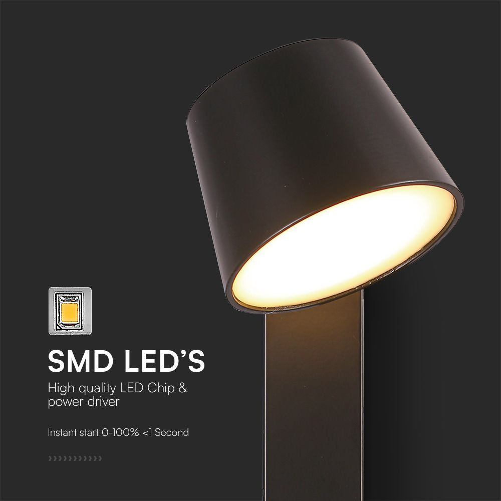 8W Kinkiet hotelowy LED z USB / Barwa:3000K / Czarny
