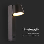8W Kinkiet hotelowy LED z USB / Barwa:3000K / Czarny