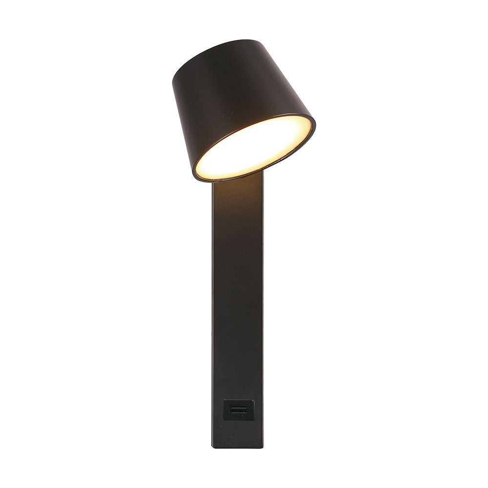 8W Kinkiet hotelowy LED z USB / Barwa:3000K / Czarny