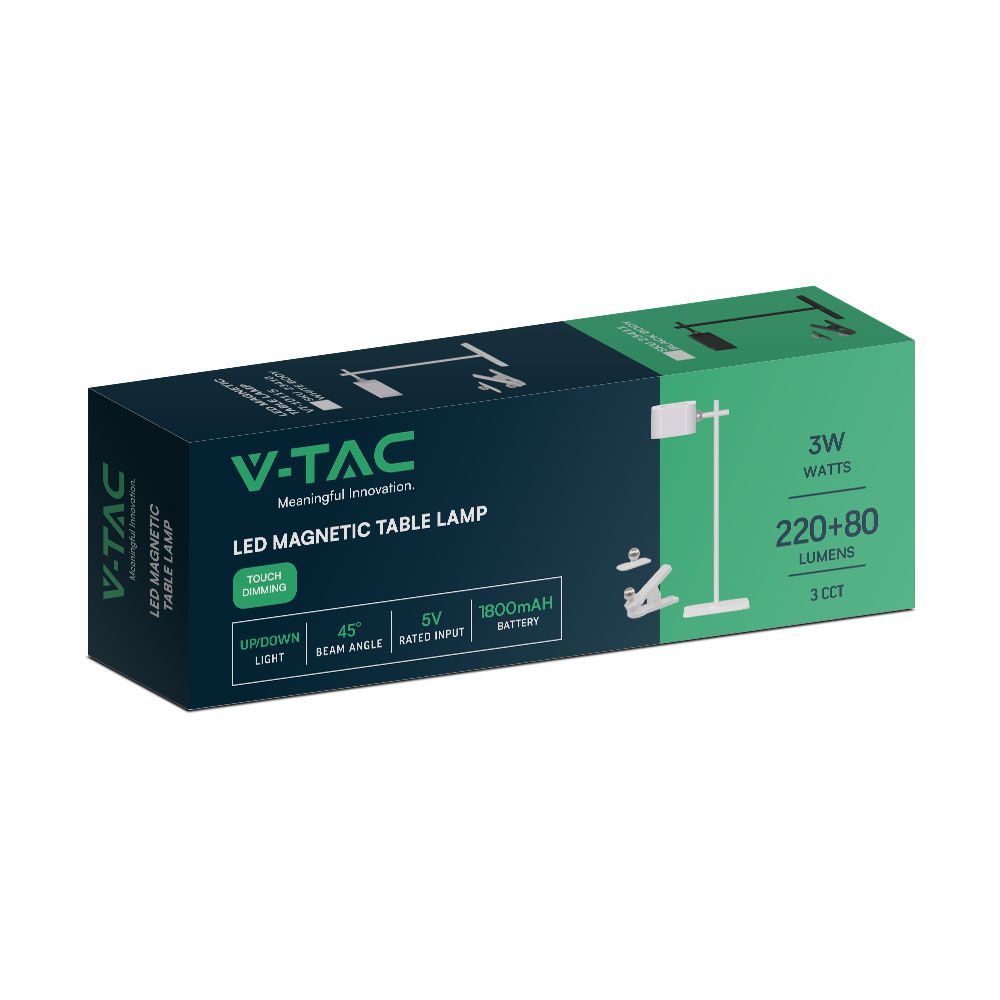 3W Lampka nocna LED zasilana bateryjnie / Bateria 1800mAh / Barwa:3w1 / Obudowa: Biała