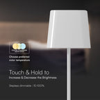 5W Lampka nocna LED zasilana bateryjnie / Ściemnianie przez dotyk / Bateria 3600mAh / Barwa:3w1 / Obudowa: Biała
