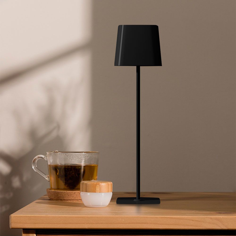 5W Lampka nocna LED zasilana bateryjnie / Ściemnianie przez dotyk / Bateria 3600mAh / Barwa:3w1 / Obudowa: Czarna