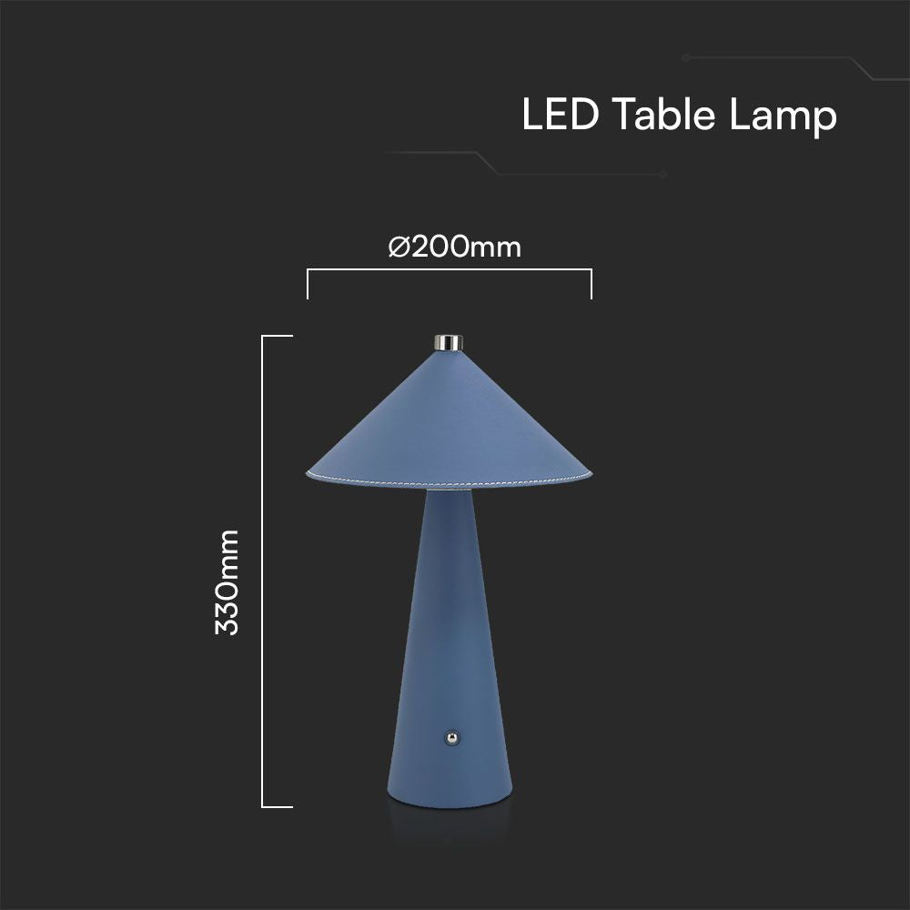 3W Lampka nocna LED zasilana bateryjnie/ Ściemnianie przez dotyk / Bateria 4000mAh / Barwa:3w1 / Obudowa: Niebieski