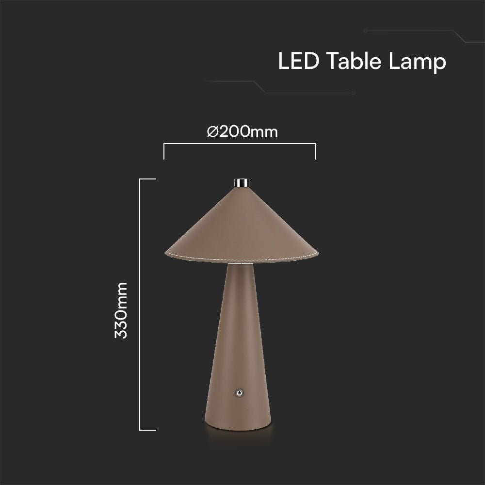 3W Lampka nocna LED zasilana bateryjnie/ Ściemnianie przez dotyk / Bateria 4000mAh / Barwa:3w1 / Obudowa: Brązowy