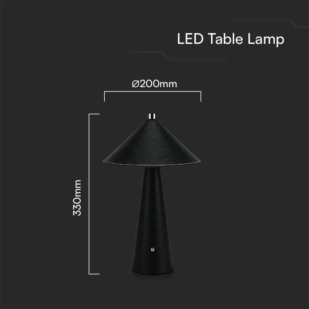 3W Lampka nocna LED zasilana bateryjnie/ Ściemnianie przez dotyk / Bateria 4000mAh / Barwa:3w1 / Obudowa: Czarny