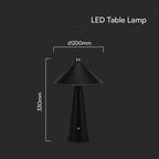3W Lampka nocna LED zasilana bateryjnie/ Ściemnianie przez dotyk / Bateria 4000mAh / Barwa:3w1 / Obudowa: Czarny
