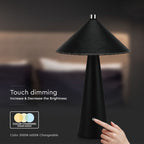 3W Lampka nocna LED zasilana bateryjnie/ Ściemnianie przez dotyk / Bateria 4000mAh / Barwa:3w1 / Obudowa: Czarny
