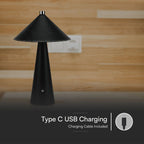 3W Lampka nocna LED zasilana bateryjnie/ Ściemnianie przez dotyk / Bateria 4000mAh / Barwa:3w1 / Obudowa: Czarny