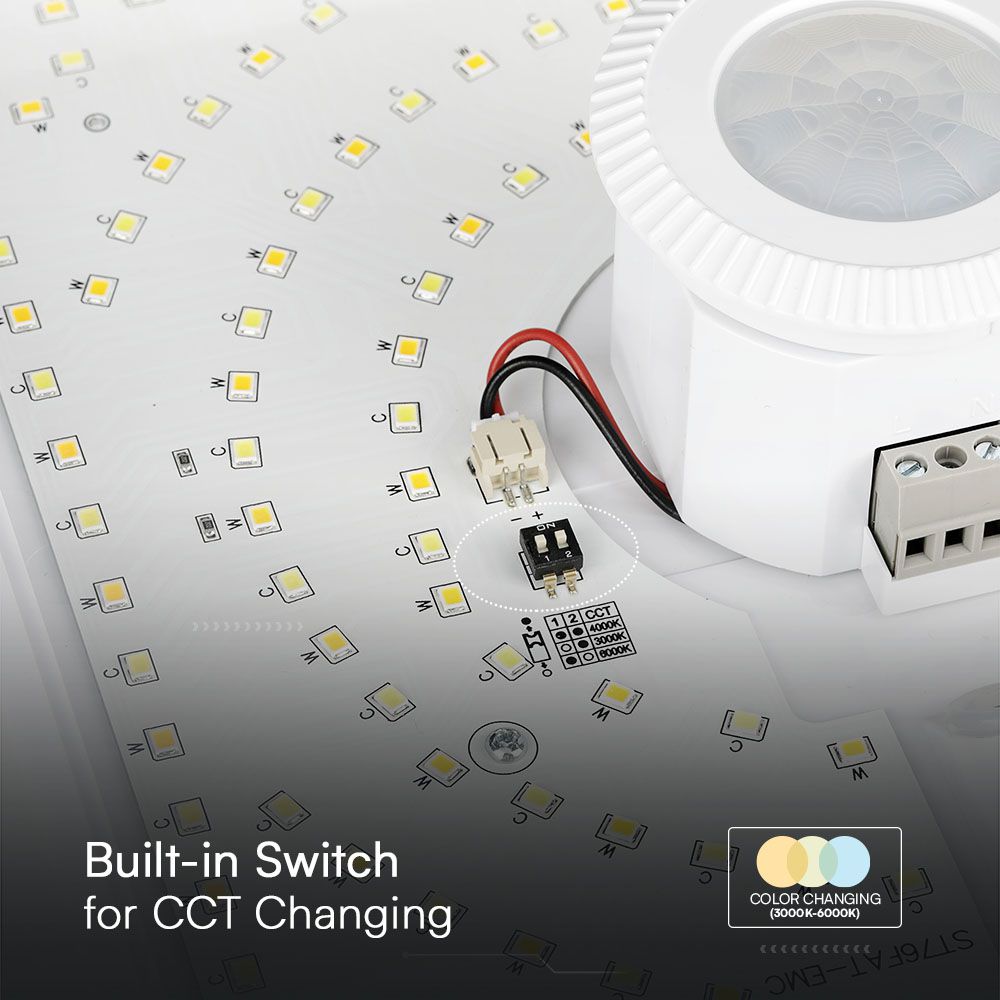 12W Plafon LED z czujnikiem PIR / Chip SAMSUNG / Barwa:3w1