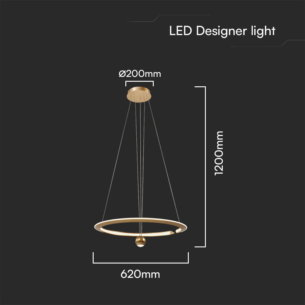 45W Dekoracyjna lampa sufitowa LED / Barwa: 4000K / Obudowa: Złota