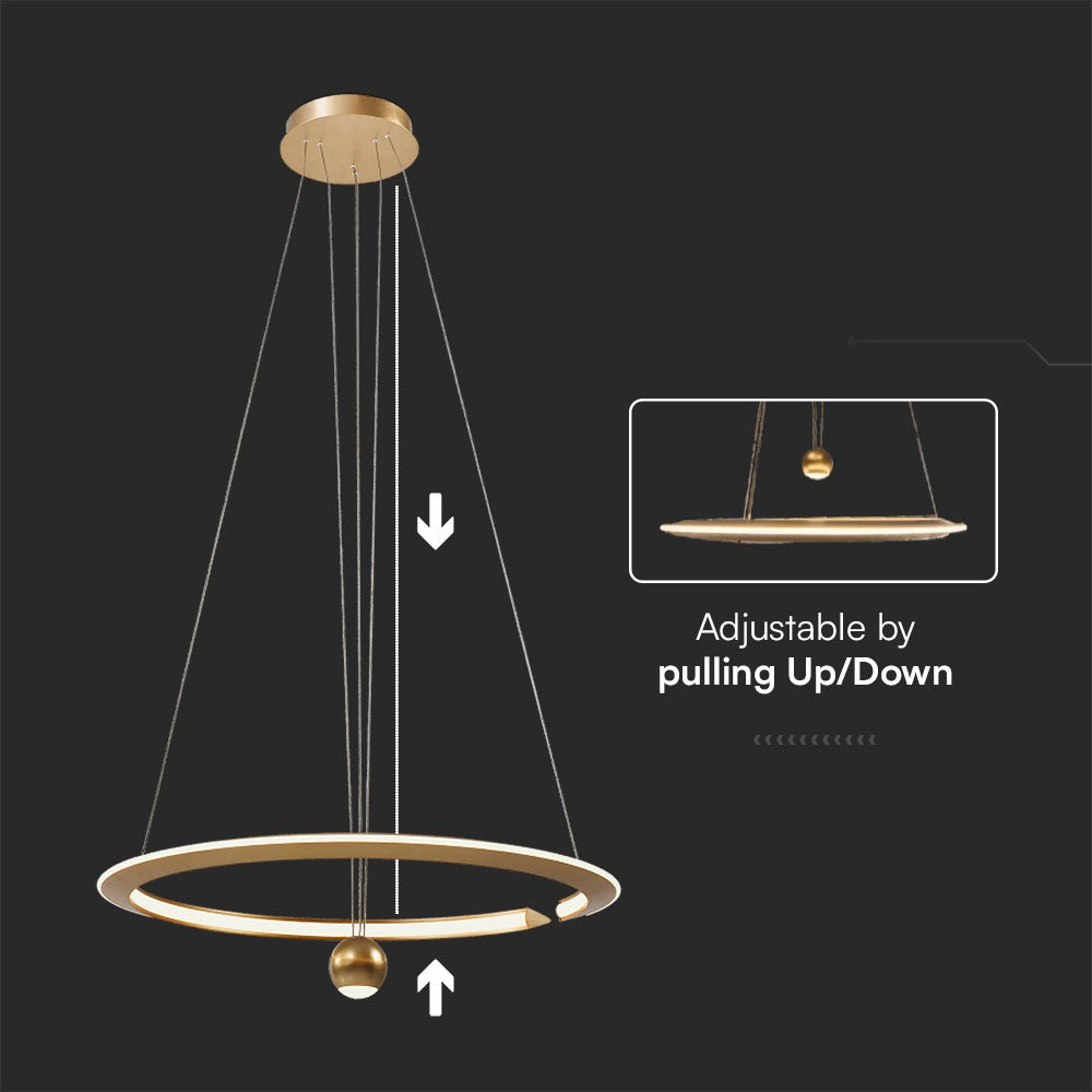 45W Dekoracyjna lampa sufitowa LED / Barwa: 3000K / Obudowa: Złota