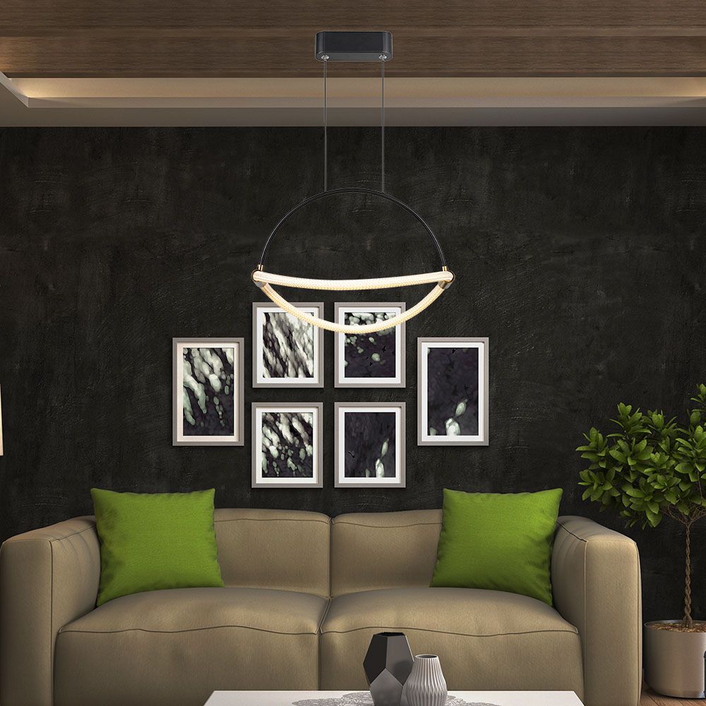 12W Dekoracyjna lampa sufitowa LED / Barwa: 3000K / Obudowa: Czarna