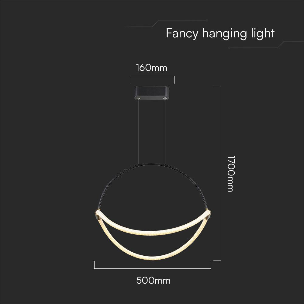 16W Dekoracyjna lampa sufitowa LED / Barwa: 3000K / Obudowa: Czarna