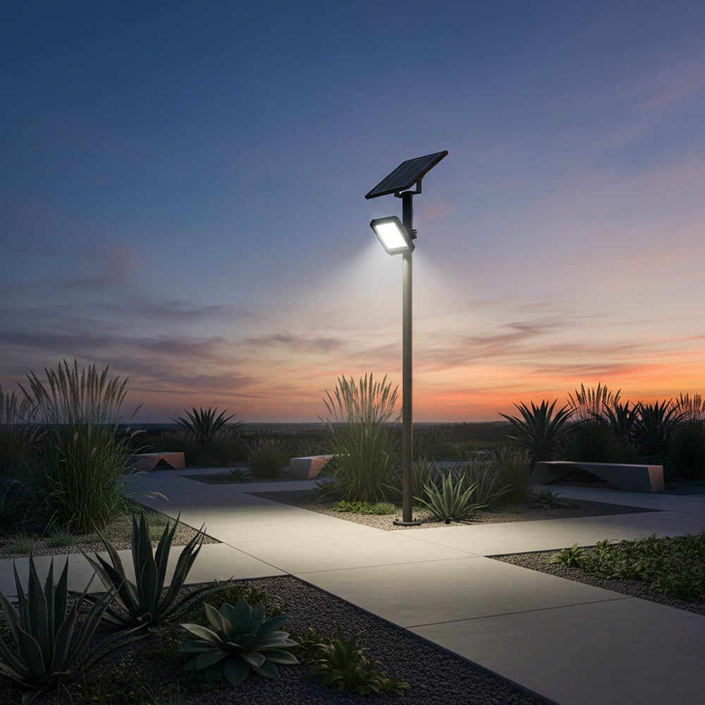 10W Naświetlacz LED z panelem solarnym / Sterowanie: Pilot / Bateria: LiFePO4 3.7V 8000mA / Barwa: 4000K / Obudowa: Czarna
