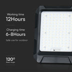 10W Naświetlacz LED z panelem solarnym / Sterowanie: Pilot / Bateria: LiFePO4 3.7V 8000mA / Barwa: 4000K / Obudowa: Czarna