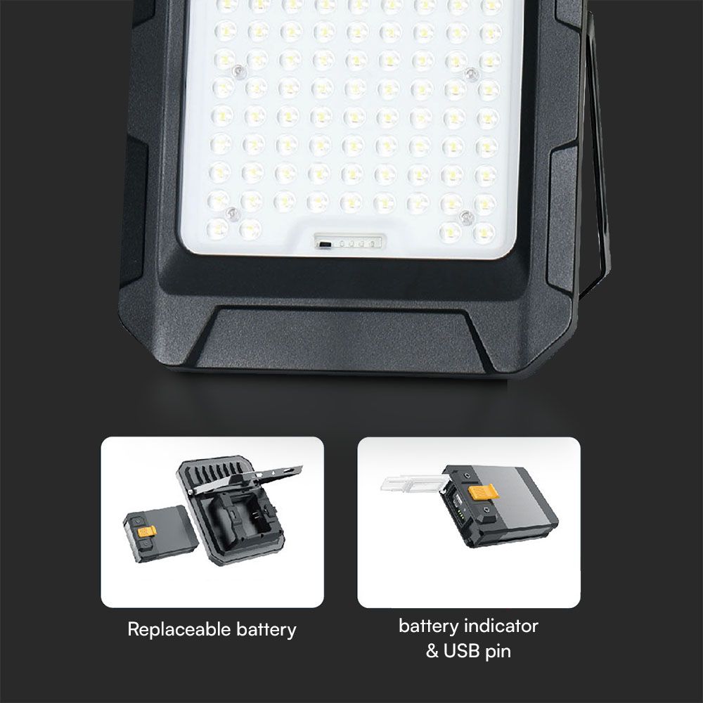 10W Naświetlacz LED z panelem solarnym / Sterowanie: Pilot / Bateria: LiFePO4 3.7V 8000mA / Barwa: 4000K / Obudowa: Czarna