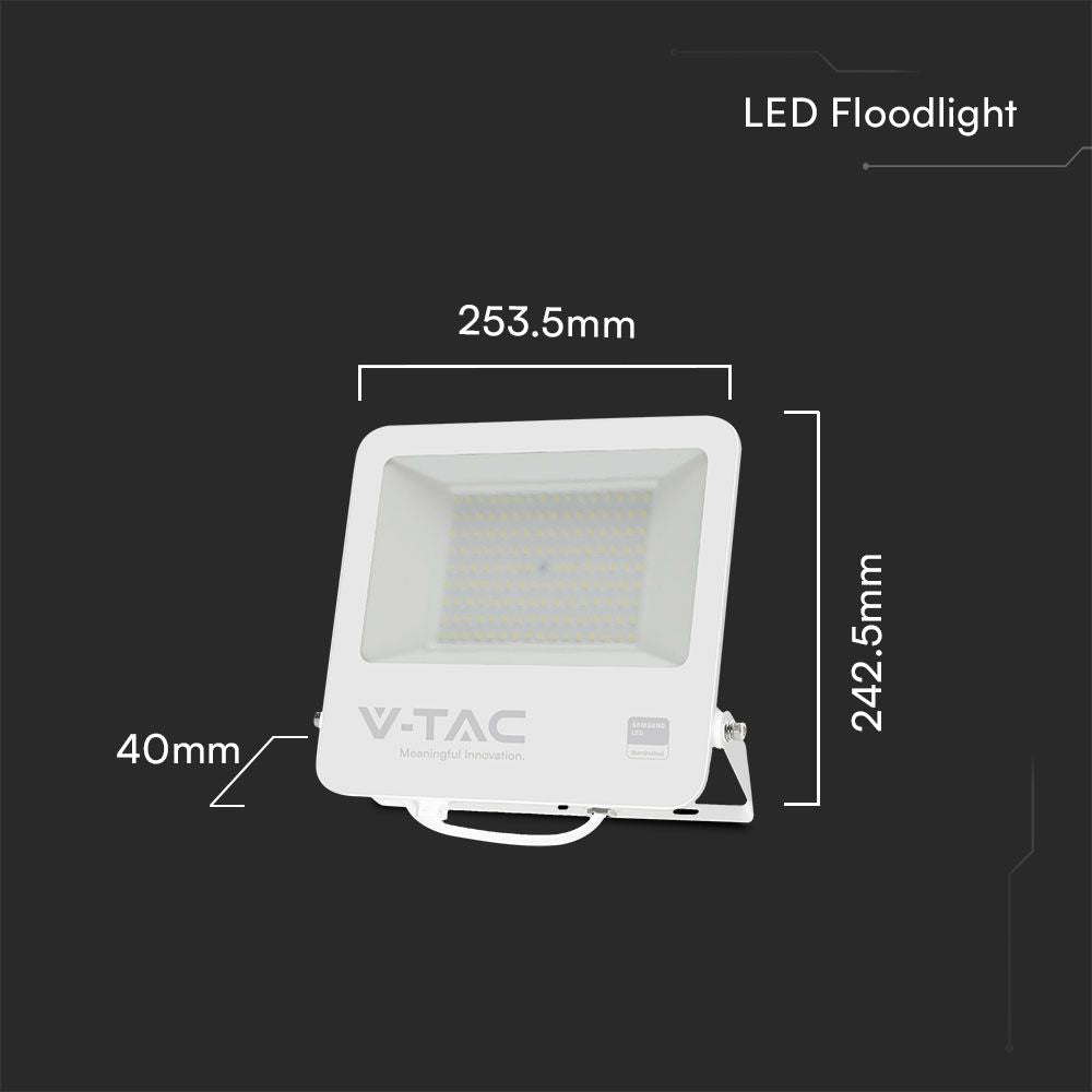 100W Naświetlacz LED / Chip SAMSUNG / Barwa:6500K / Obudowa: Biała / Skuteczność 87lm/W
