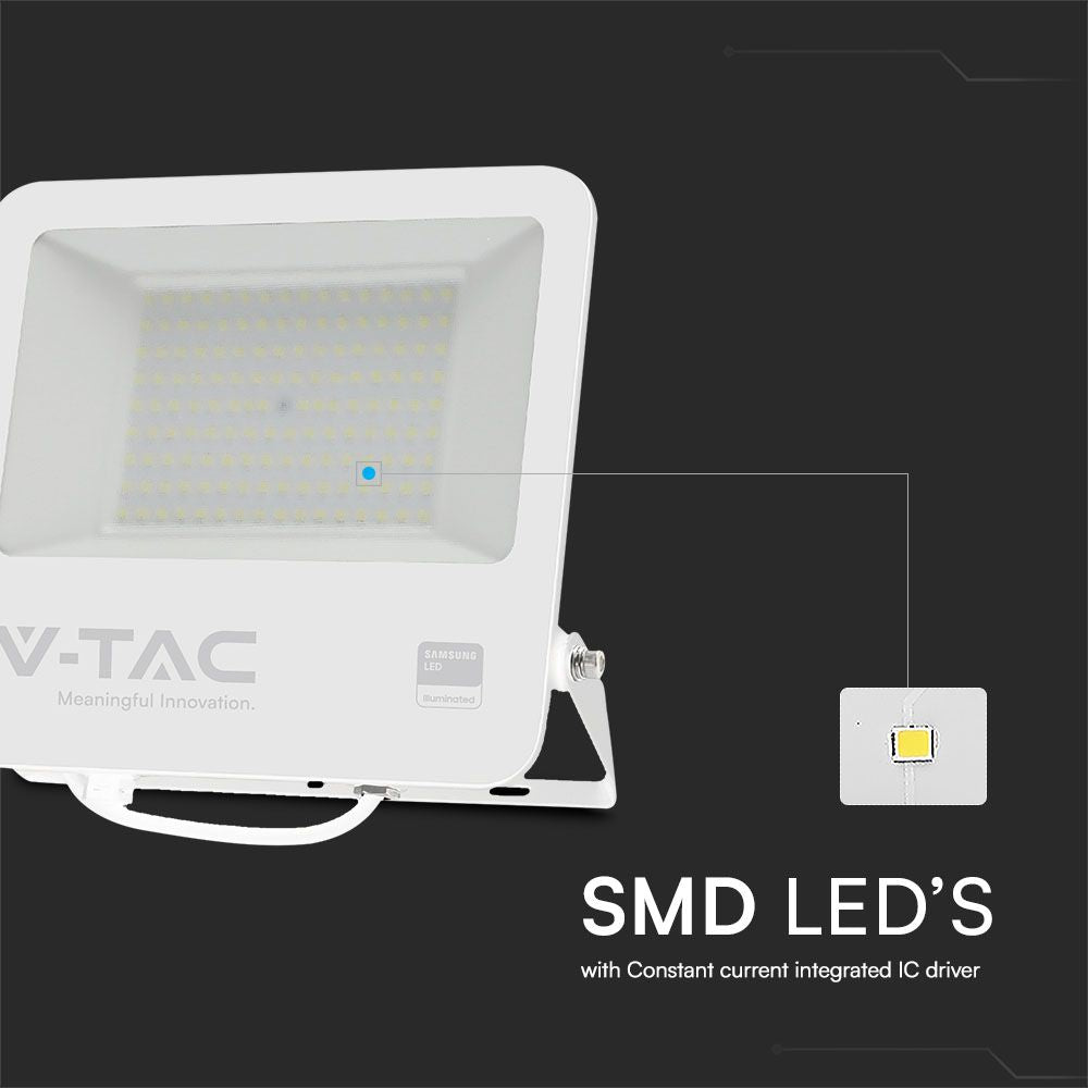 100W Naświetlacz LED / Chip SAMSUNG / Barwa:4000K / Obudowa: Biała / Skuteczność 87lm/W