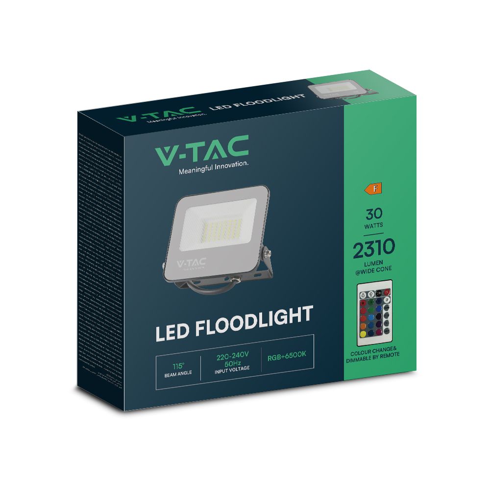 30W Naświetlacz LED / Barwa:RGB+6500K / Obudowa: Czarna / Sterowanie: Pilot