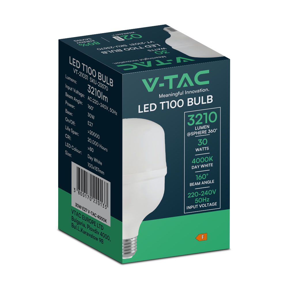 30W T100 Uliczna Żarówka LED / Barwa:4000K / Trzonek:E27/E40